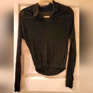 Vintage Lurex sheer long sleeve shirt reversible with banded bottom